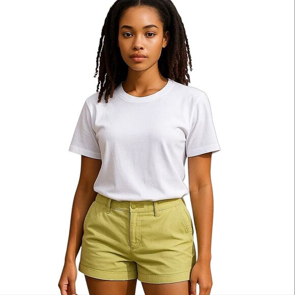 GAP Booty Shorts Khaki's City 3" Urban Neon Yellow/Green 80's Flat Front Size 8 - Picture 1 of 8